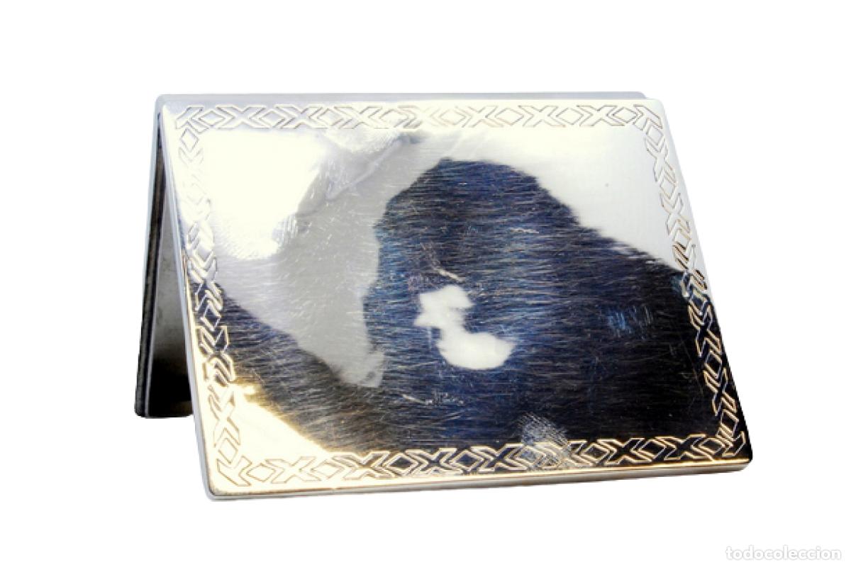 Antig&uuml;edades: Caja para tarjetas de visita, en color plata.