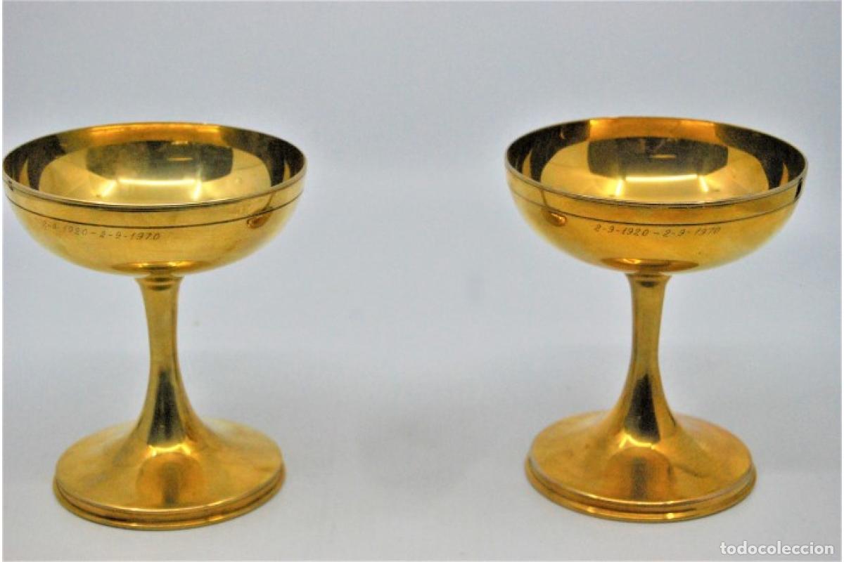 Antig&uuml;edades: Copas de champ&aacute;n de plata ba&ntilde;adas en oro - Foto 4