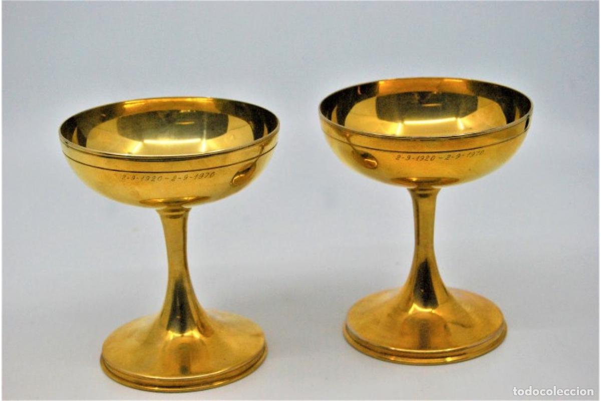 Antig&uuml;edades: Copas de champ&aacute;n de plata ba&ntilde;adas en oro - Foto 6