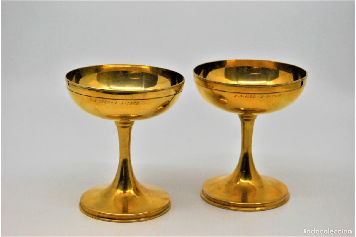 Antig&uuml;edades: Copas de champ&aacute;n de plata ba&ntilde;adas en oro - Foto 7