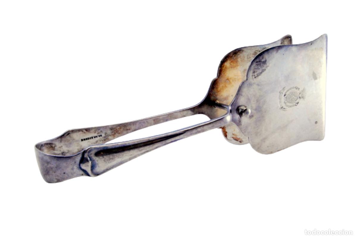 Antiguidades: Pinzas de plata para ensalada o pan.