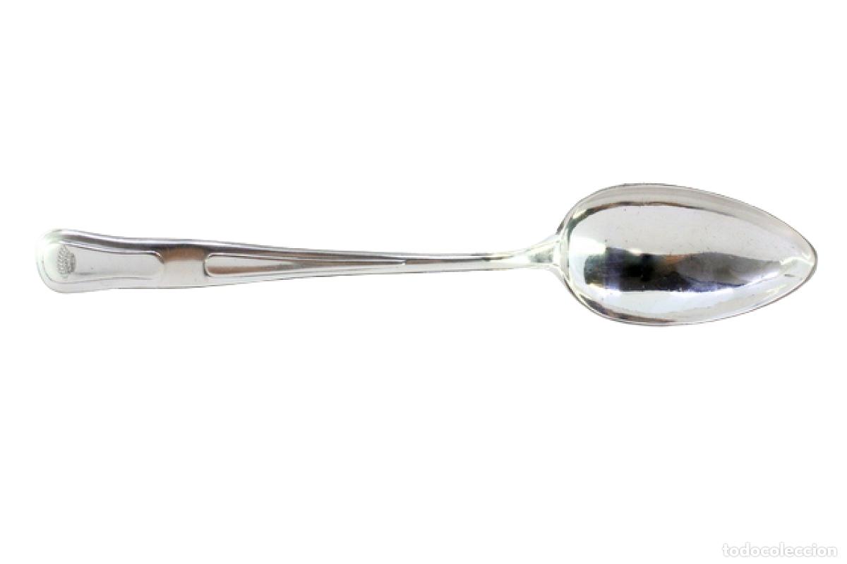 Antiguidades: Cuchara de plata para servir arroz - Corona