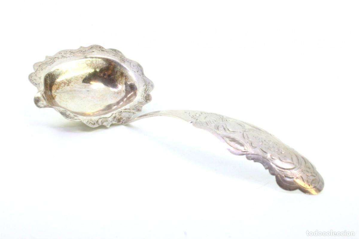 Antig&uuml;edades: cuchara de salsa de plata - Foto 3