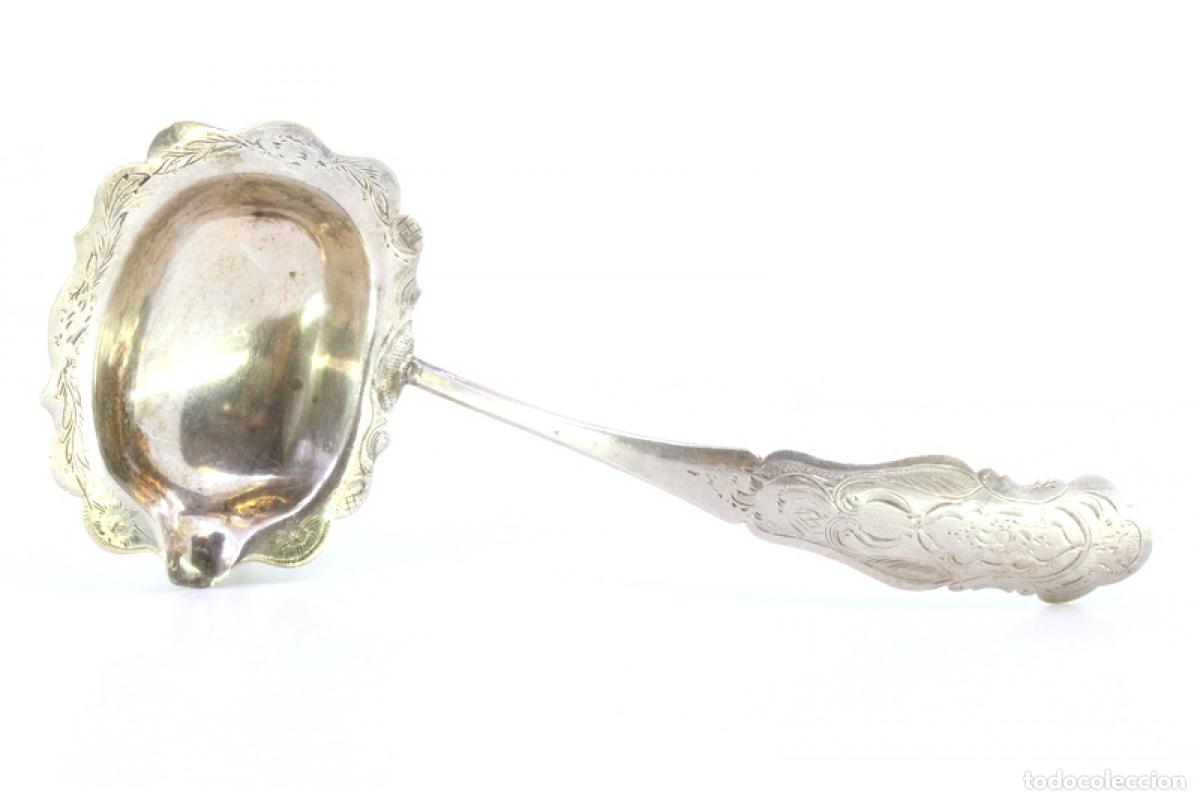 Antig&uuml;edades: cuchara de salsa de plata - Foto 6