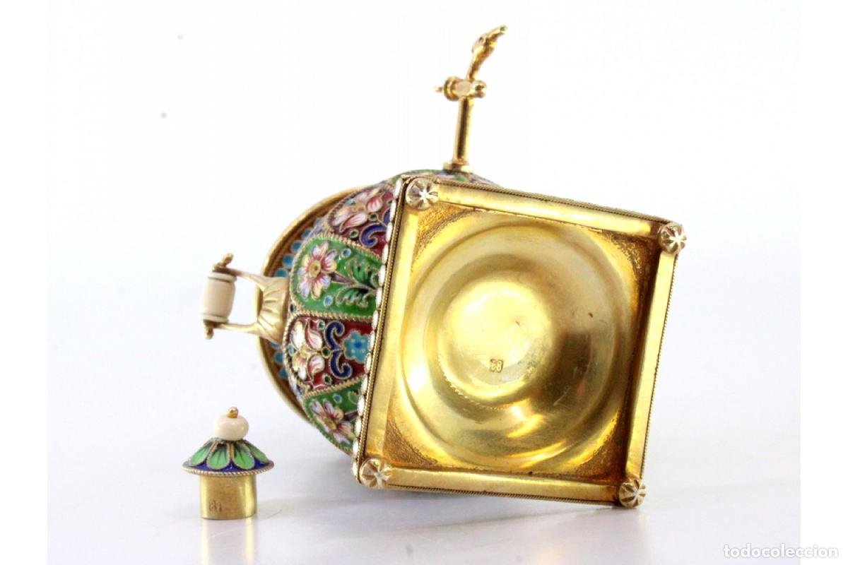Antig&uuml;edades: Samovar ruso cloisonn&eacute; de plata - Foto 3