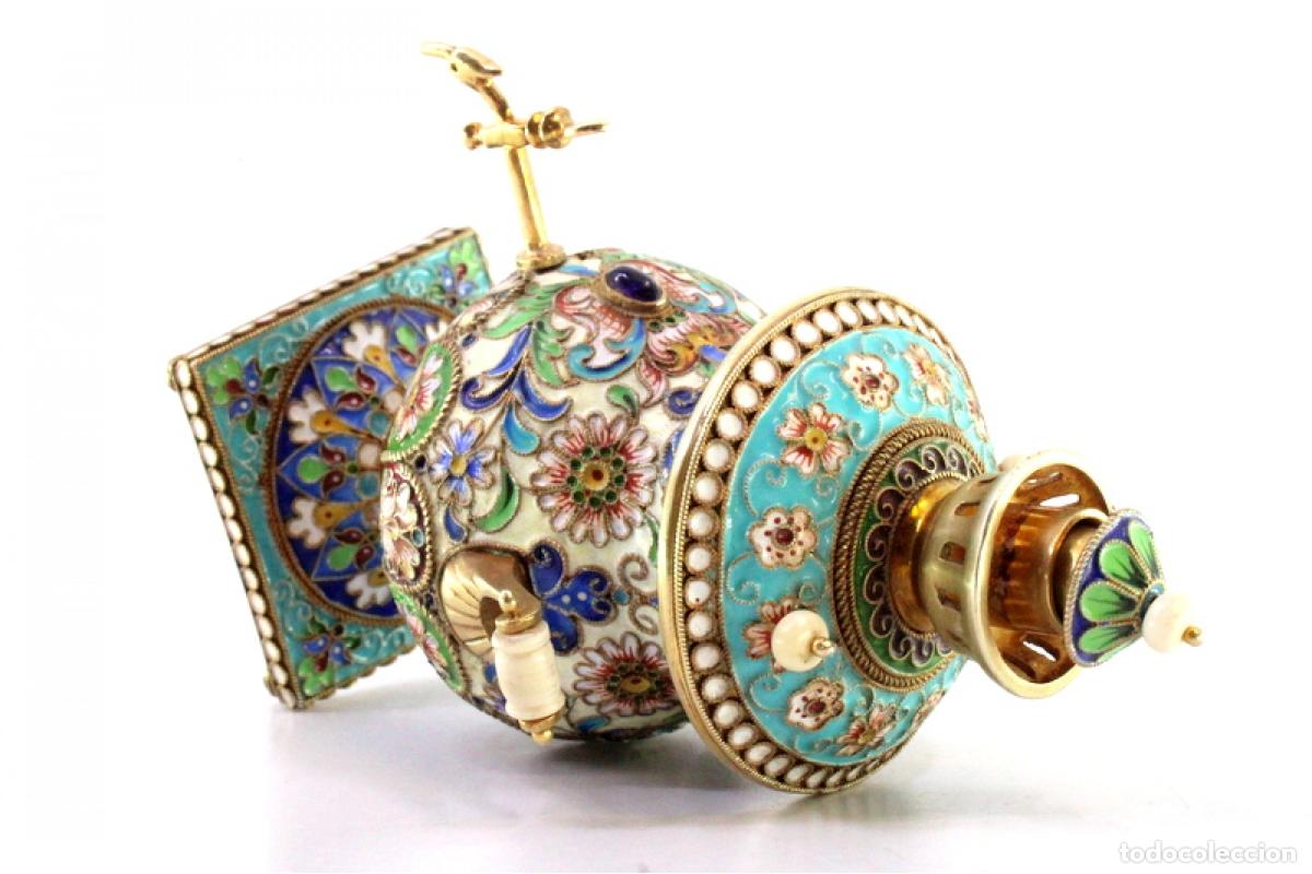 Antig&uuml;edades: Samovar ruso cloisonn&eacute; de plata - Foto 4