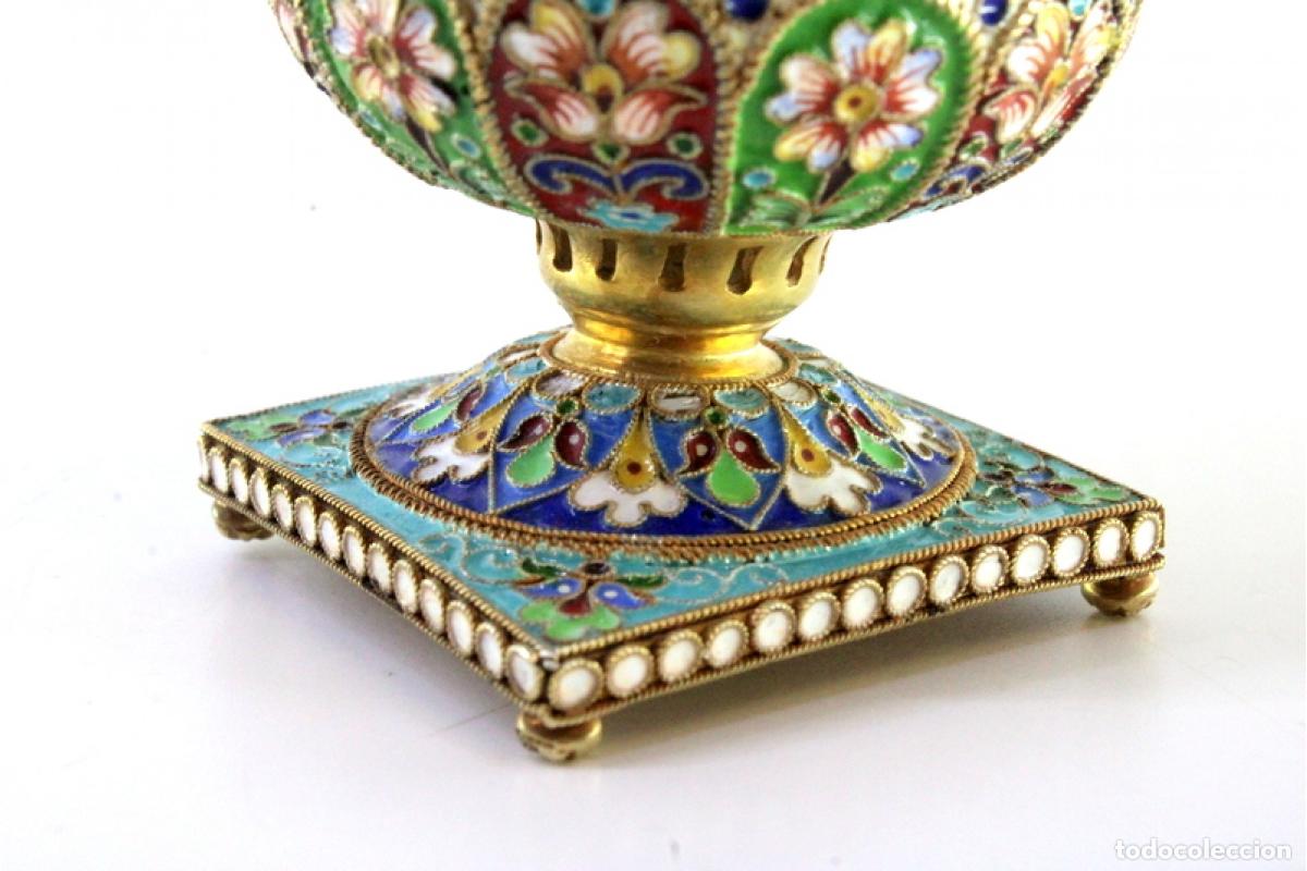 Antig&uuml;edades: Samovar ruso cloisonn&eacute; de plata - Foto 10