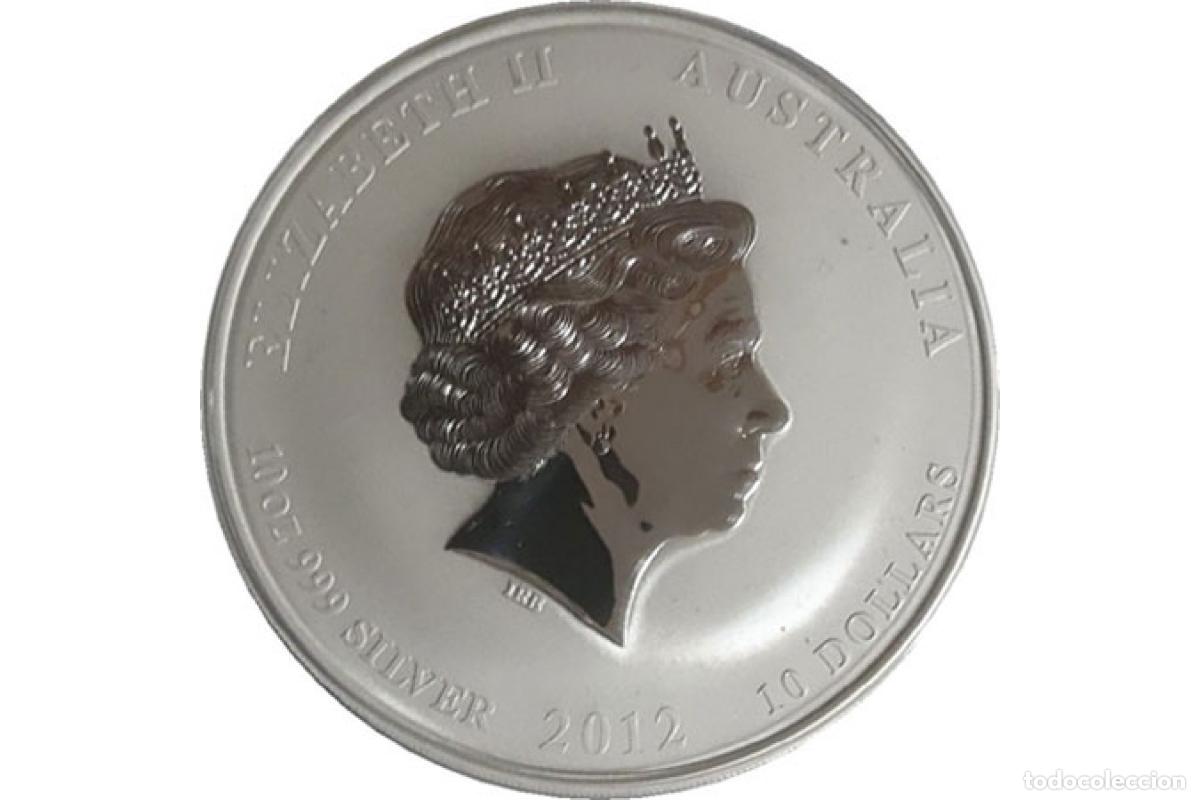 Antiquit&auml;ten: Moneda de plata - 2012 - 10 oz - A&ntilde;o del Drag&oacute;n - Reina Isabel II - Plata