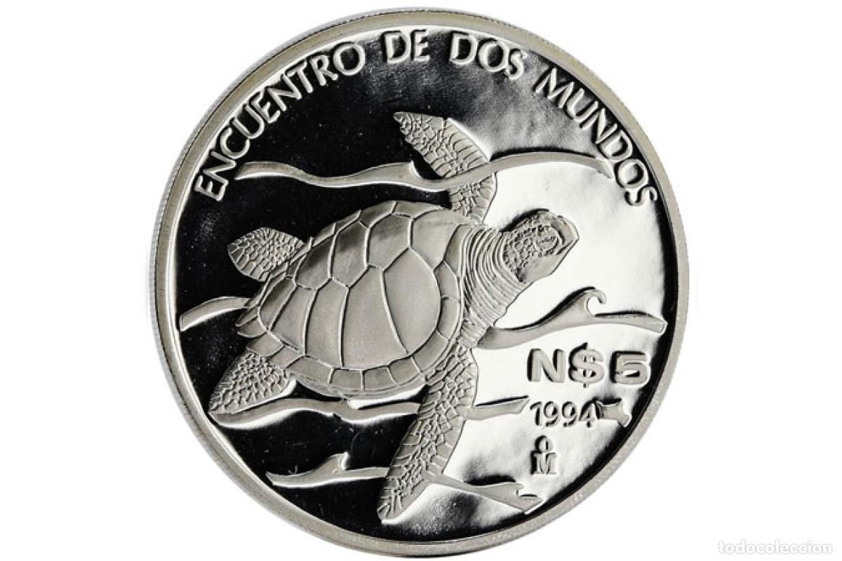 Antiquit&eacute;s: Moneda de plata - 5 Pesos - Tortuga Ridley del Pac&iacute;fico - Tortuga marina