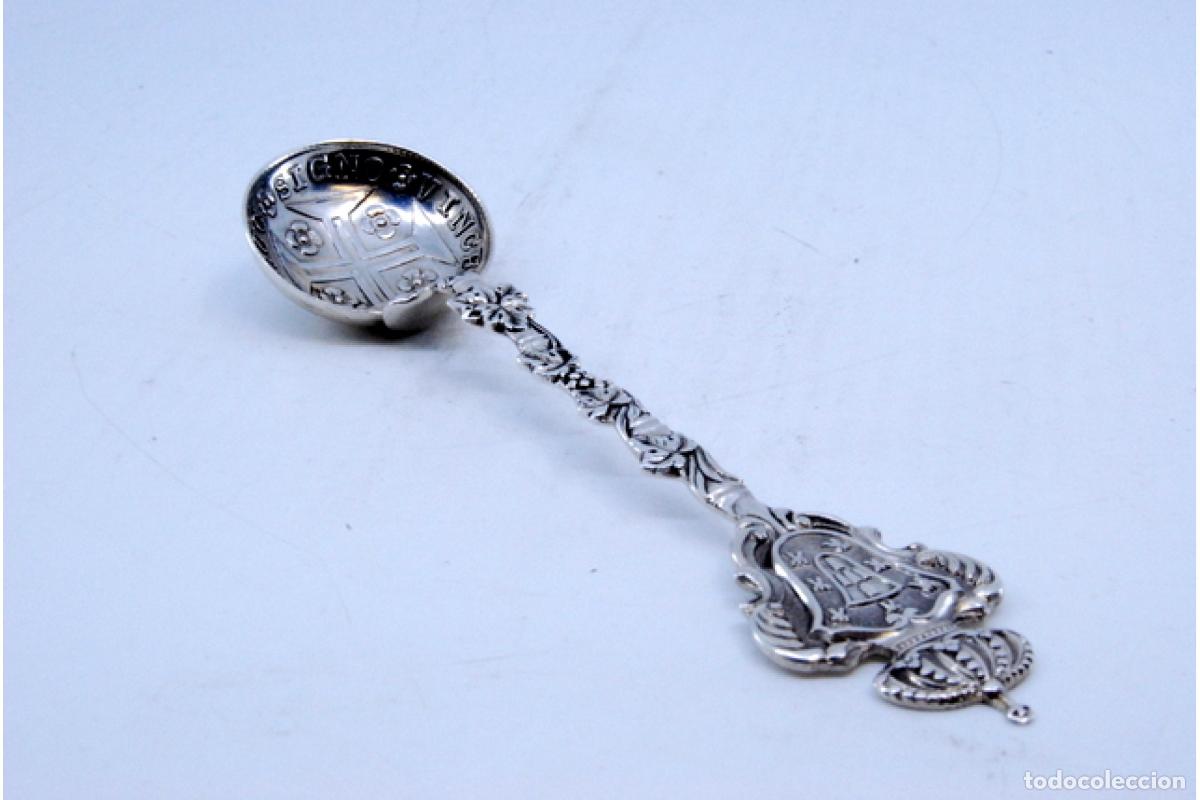Antig&uuml;edades: Cuchara de plata - Escudo de armas y moneda - Foto 2
