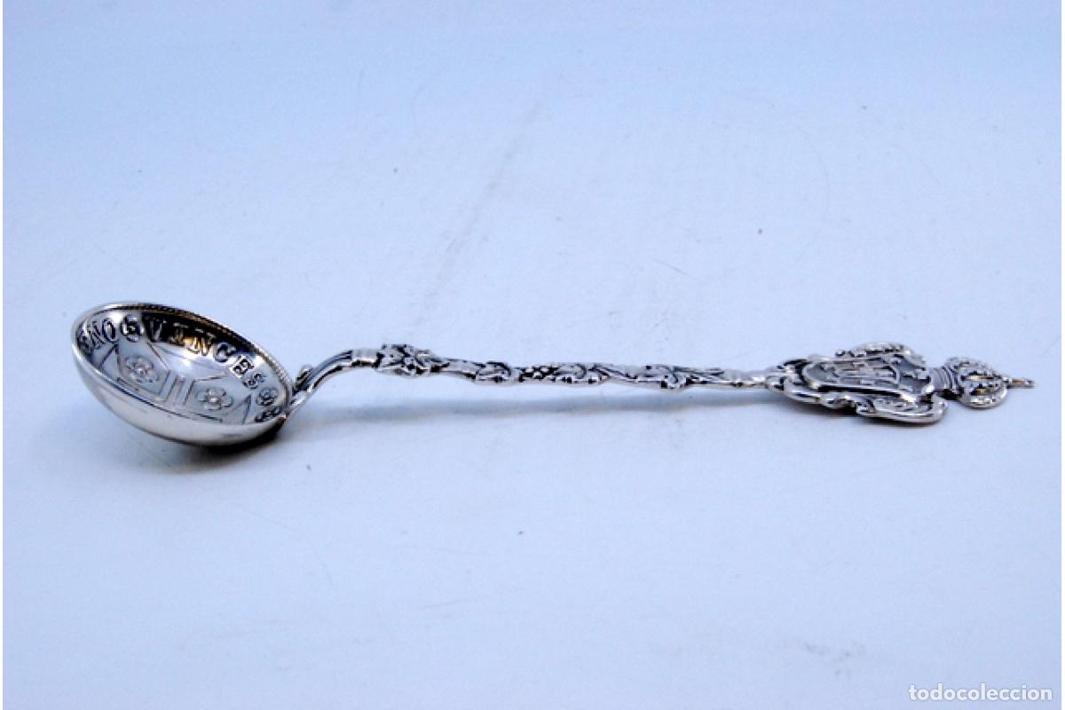 Antig&uuml;edades: Cuchara de plata - Escudo de armas y moneda - Foto 4