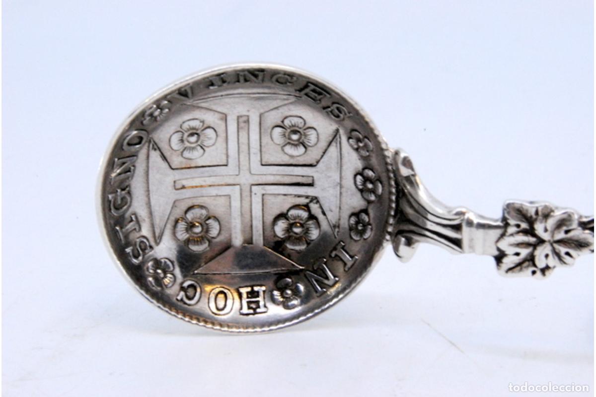Antig&uuml;edades: Cuchara de plata - Escudo de armas y moneda - Foto 5