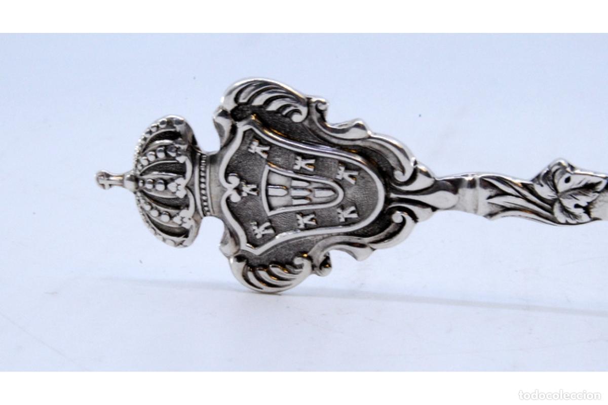 Antig&uuml;edades: Cuchara de plata - Escudo de armas y moneda - Foto 6