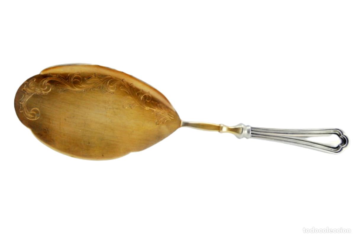 Antiques: Esp&aacute;tula de plata para pasteles - Flores y serpiente
