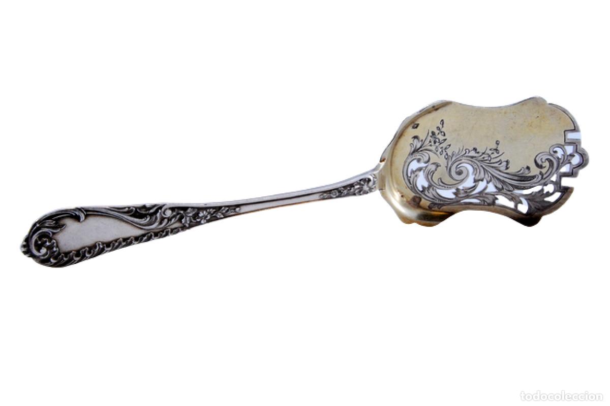 Antiques: cuchara de plata para aceitunas