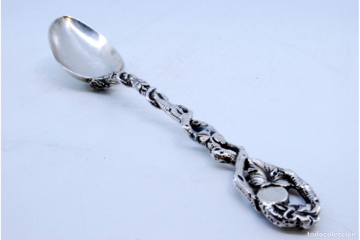 Antig&uuml;edades: Cuchara de az&uacute;car de plata - Ramas de &aacute;rbol - Foto 3