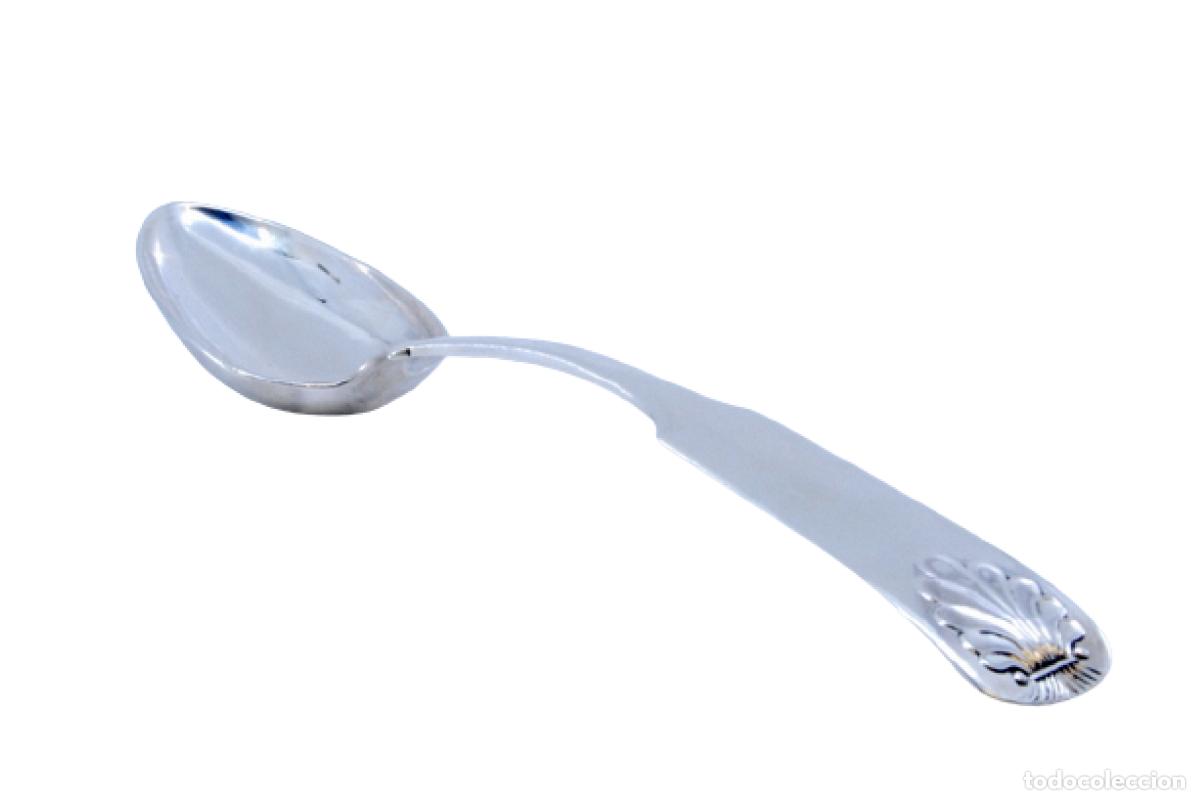Antiguidades: Cuchara de plata para servir arroz