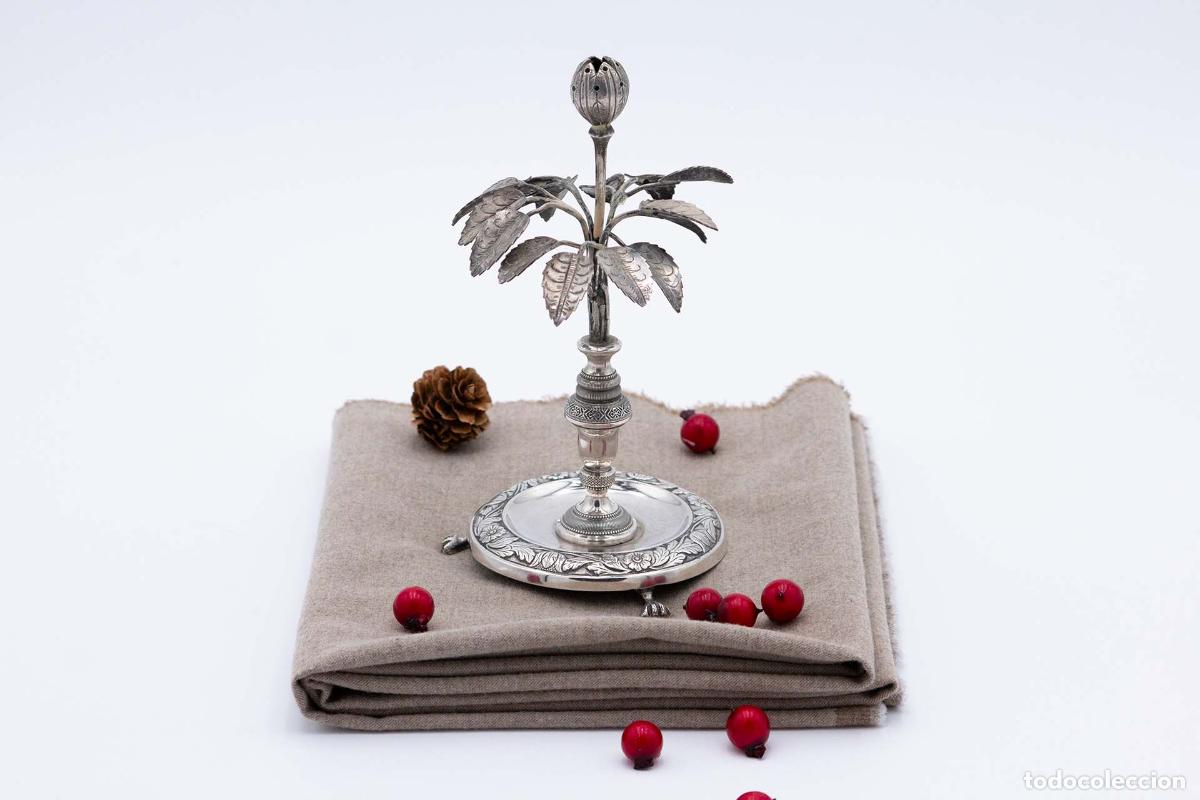 Antiques: Soporte de plata para palillos de dientes - Bombilla