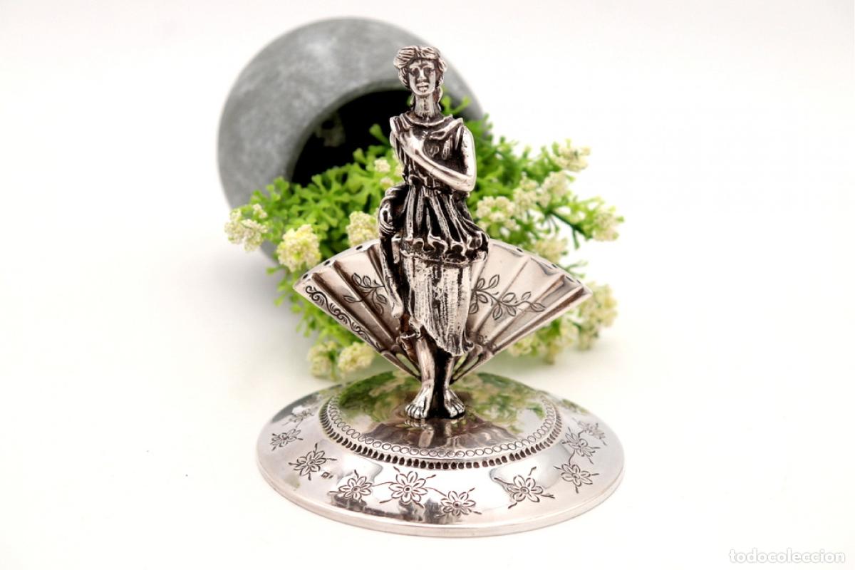 Antiquit&eacute;s: Palillero de plata - Dama con abanico
