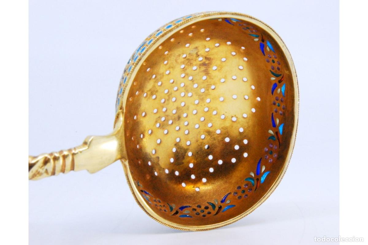 Antig&uuml;edades: Cuchara para espolvorear en cloisonn&eacute; de plata rusa - Foto 8