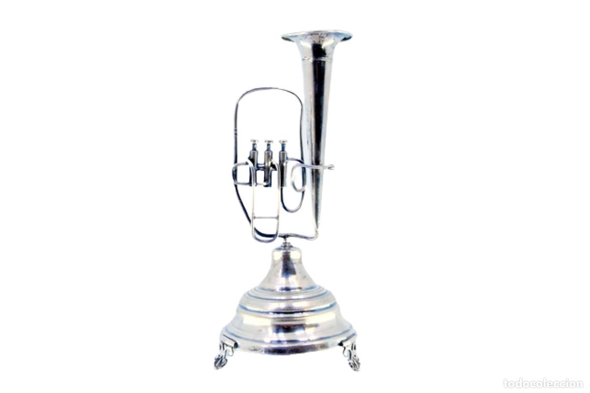 Antiguidades: Soporte de plata para palillos de dientes - Tuba