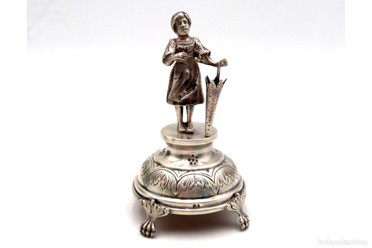Antig&uuml;edades: Palillero de plata - Dama con sombrilla - Foto 2