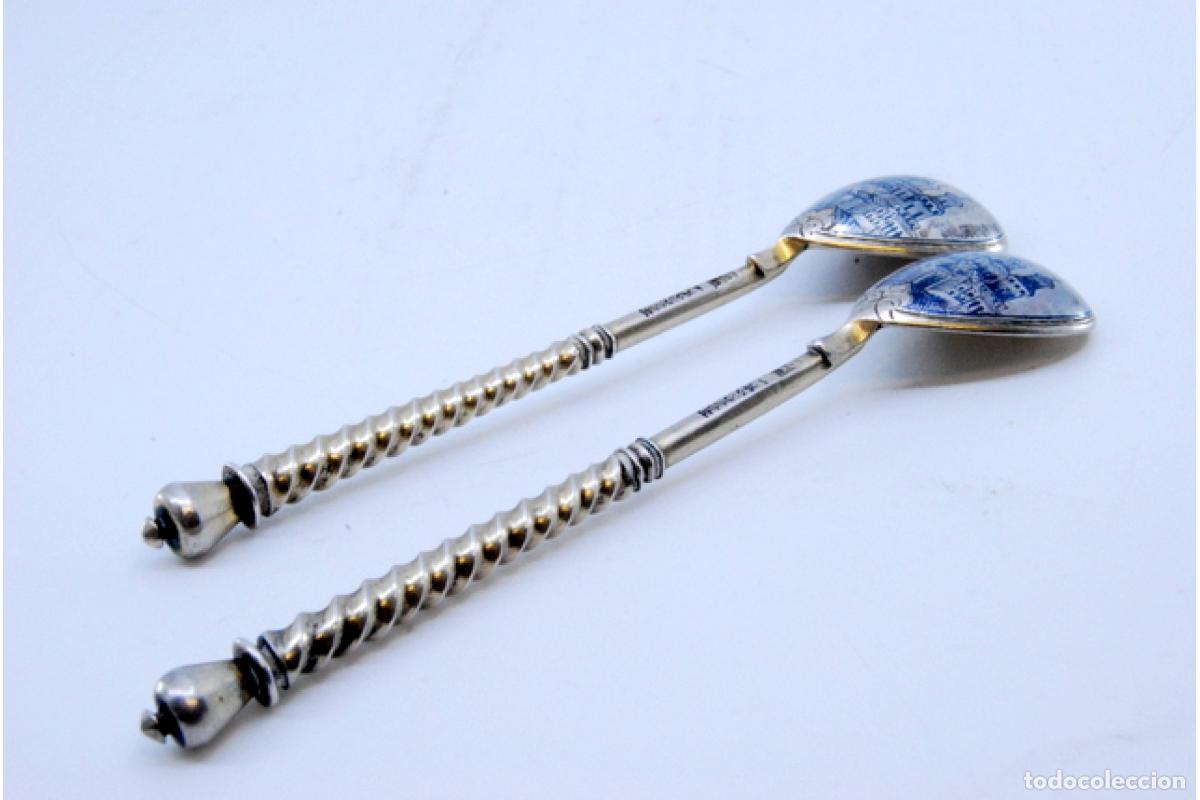 Antig&uuml;edades: 2 cucharas de postre de plata - Foto 4