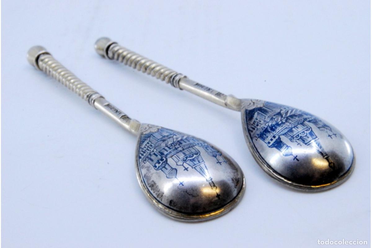 Antig&uuml;edades: 2 cucharas de postre de plata - Foto 8