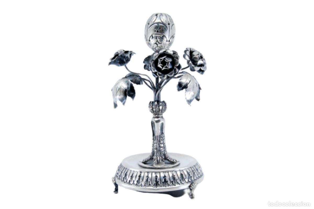 Antiquit&auml;ten: Palillero de plata - Flores y nuez
