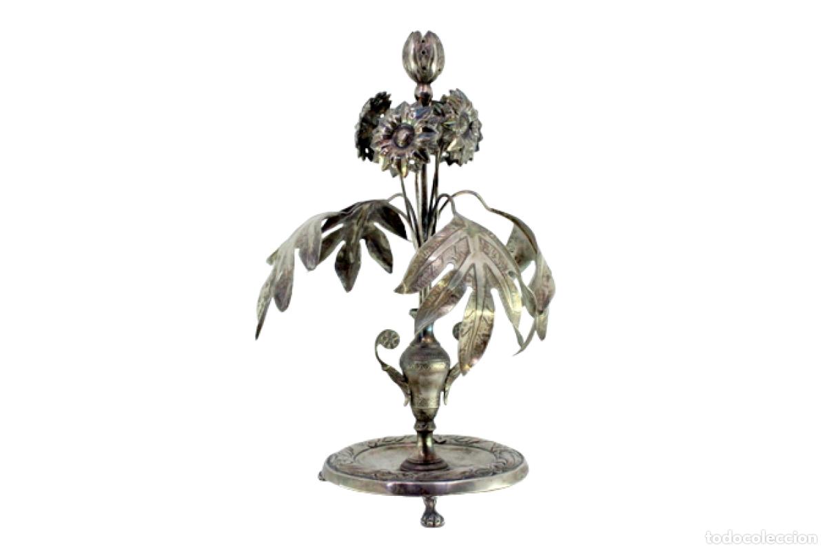 Antiques: Soporte de plata para palillos de dientes - Bombilla