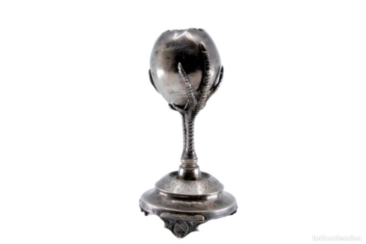 Antiquit&eacute;s: Soporte para palillos de dientes de plata - Huevo con garras