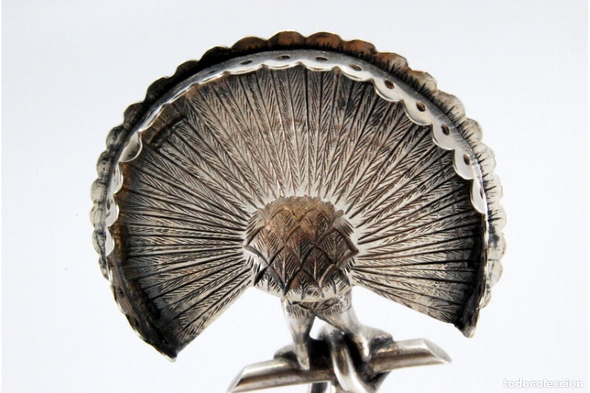 Antig&uuml;edades: Palillero de plata - Pavo real - Foto 2