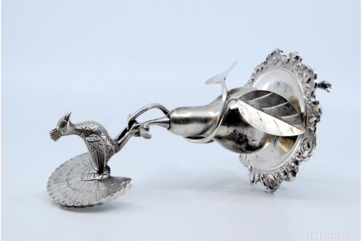 Antig&uuml;edades: Palillero de plata - Pavo real - Foto 4