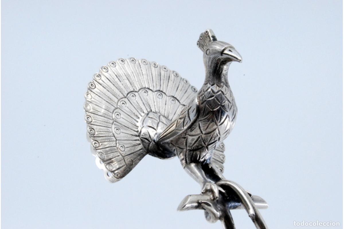 Antig&uuml;edades: Palillero de plata - Pavo real - Foto 7
