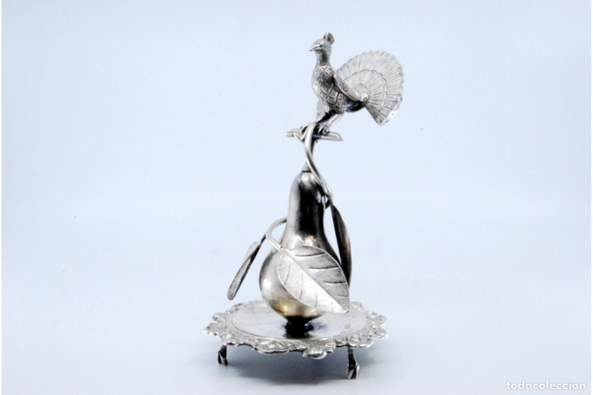 Antig&uuml;edades: Palillero de plata - Pavo real - Foto 8