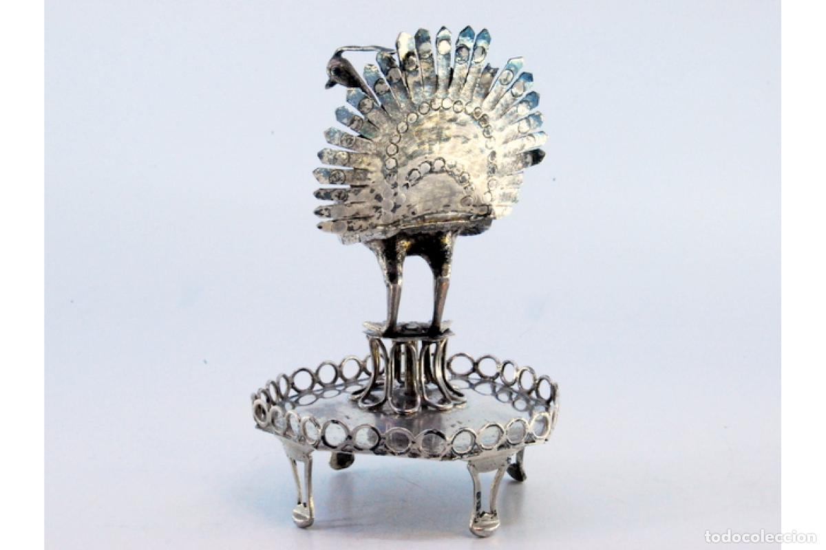 Antig&uuml;edades: Palillero de plata - Pavo real - Foto 4