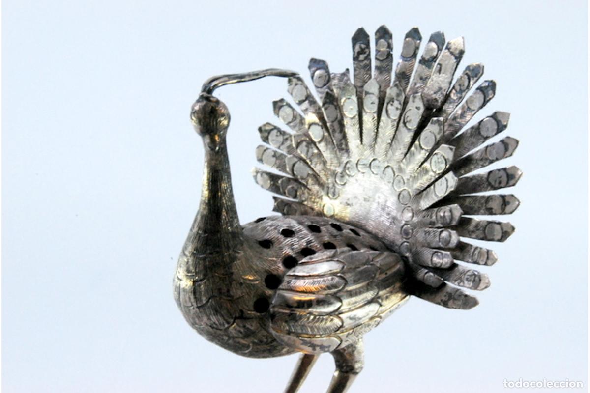 Antig&uuml;edades: Palillero de plata - Pavo real - Foto 5