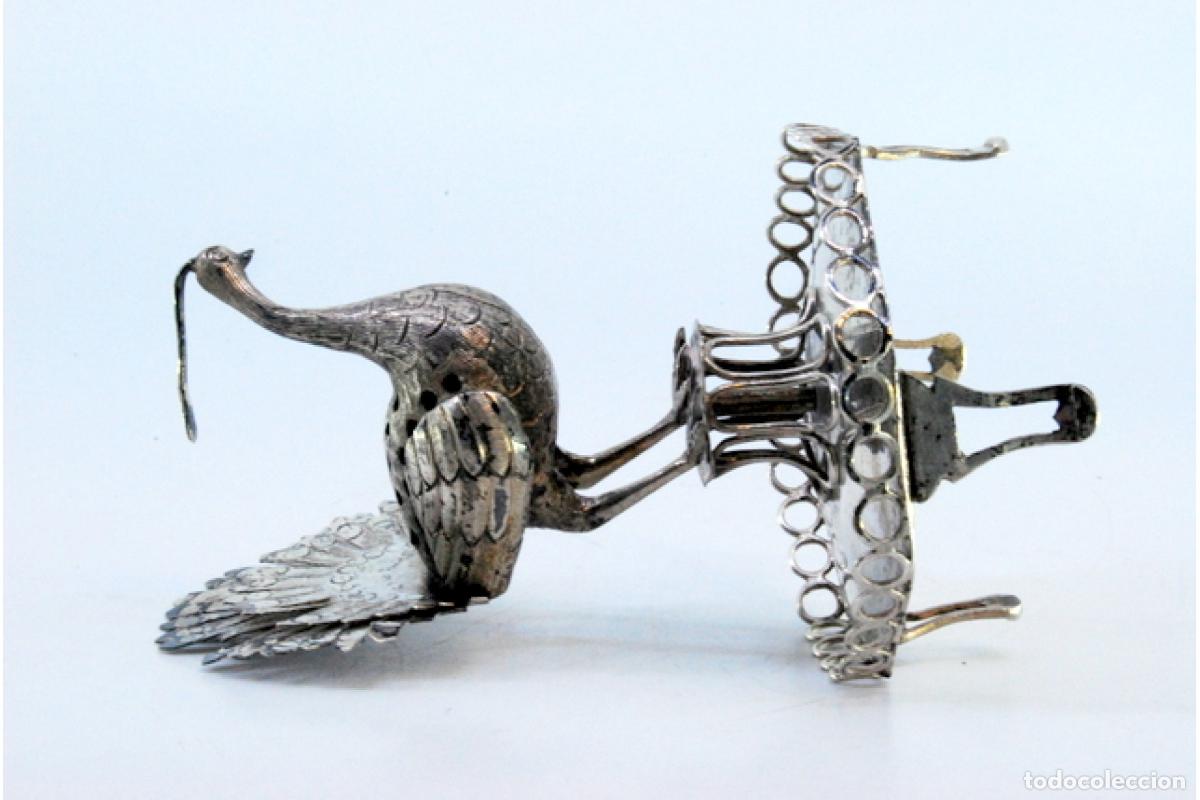 Antig&uuml;edades: Palillero de plata - Pavo real - Foto 6