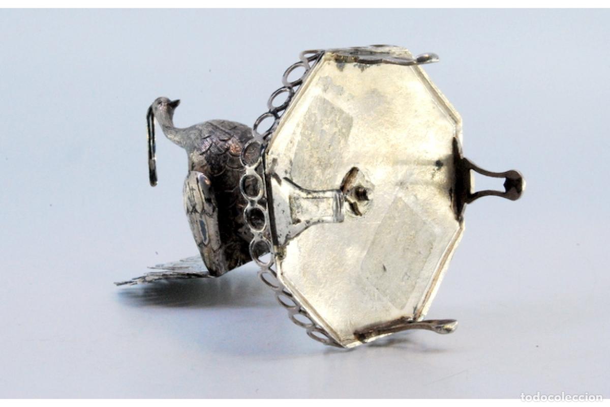Antig&uuml;edades: Palillero de plata - Pavo real - Foto 7