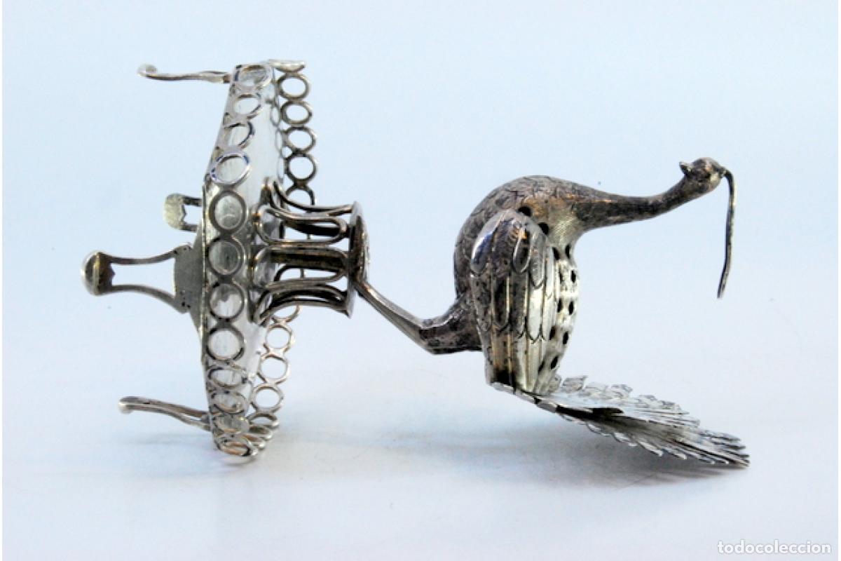 Antig&uuml;edades: Palillero de plata - Pavo real - Foto 8