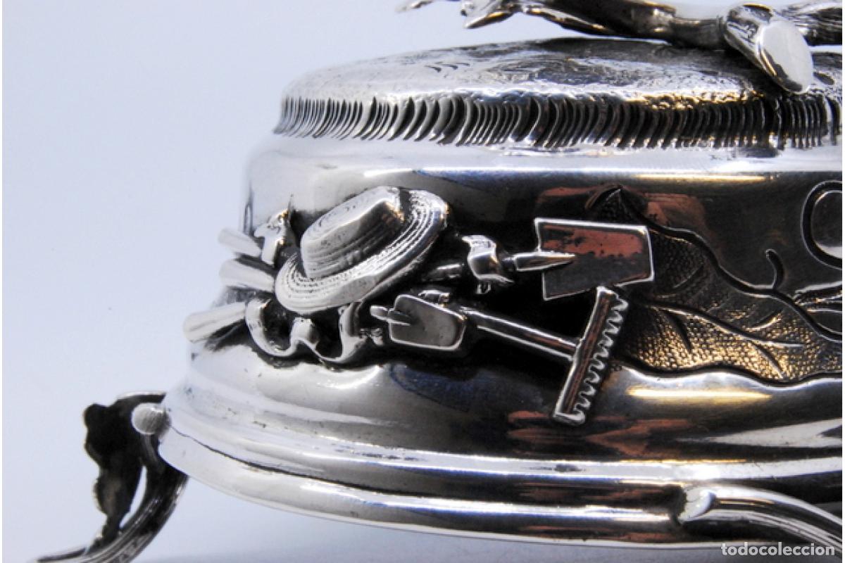 Antig&uuml;edades: Palillero de plata - Flor y p&aacute;jaro - Foto 4