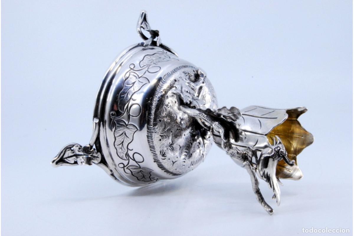 Antig&uuml;edades: Palillero de plata - Flor y p&aacute;jaro - Foto 6