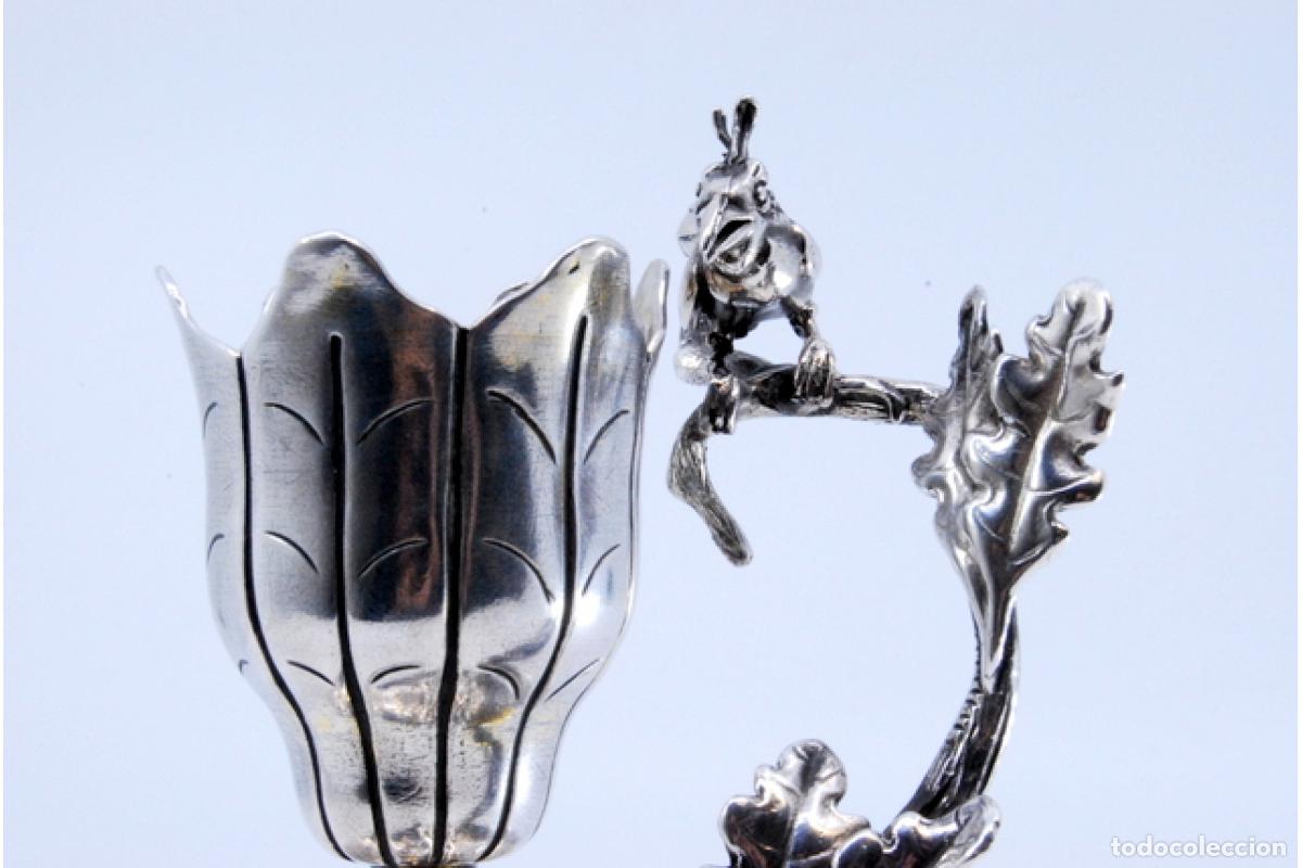Antig&uuml;edades: Palillero de plata - Flor y p&aacute;jaro - Foto 7