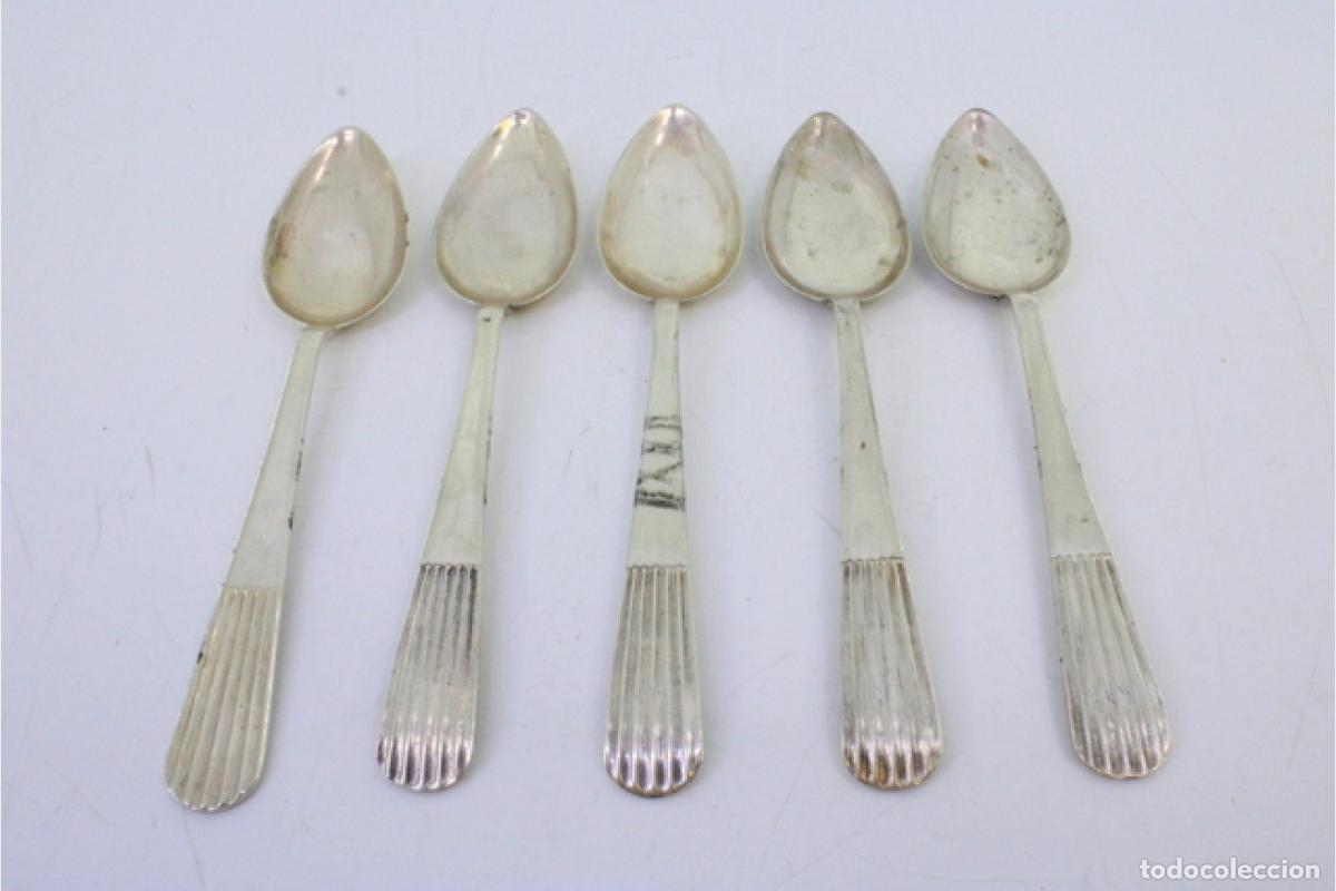 Antig&uuml;edades: Juego de 5 cucharillas de caf&eacute; de plata - Foto 2
