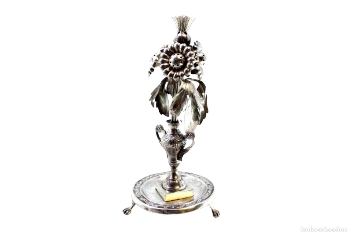 Antiquit&eacute;s: Soporte de plata para palillos de dientes - Flores