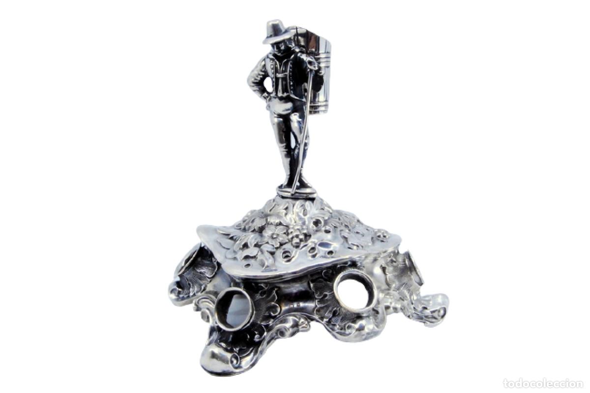 Antiquit&eacute;s: Palillero de plata - Hombre con cesta