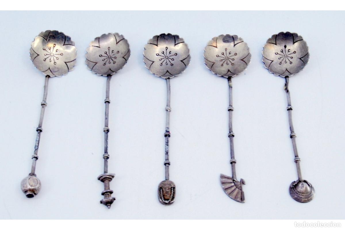 Antig&uuml;edades: Juego de 5 cucharillas de plata - Foto 2
