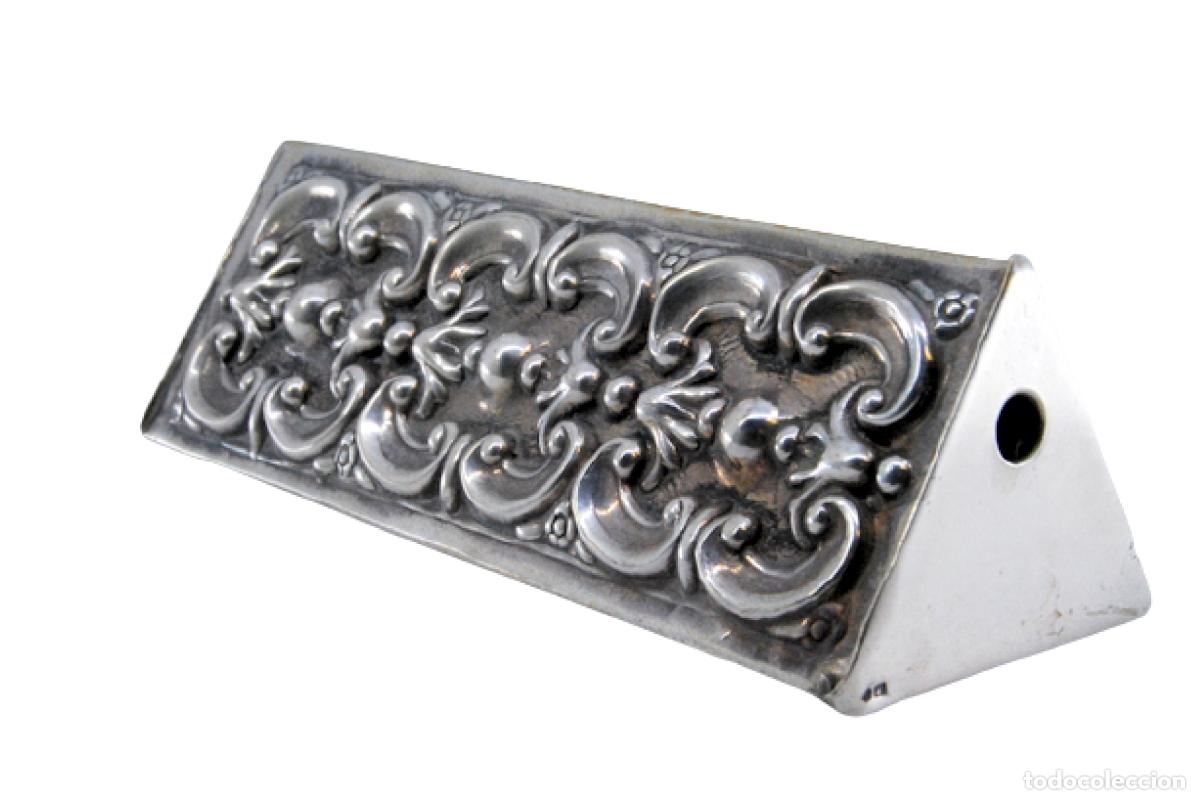 Antiguidades: soporte de plata para palillos de dientes