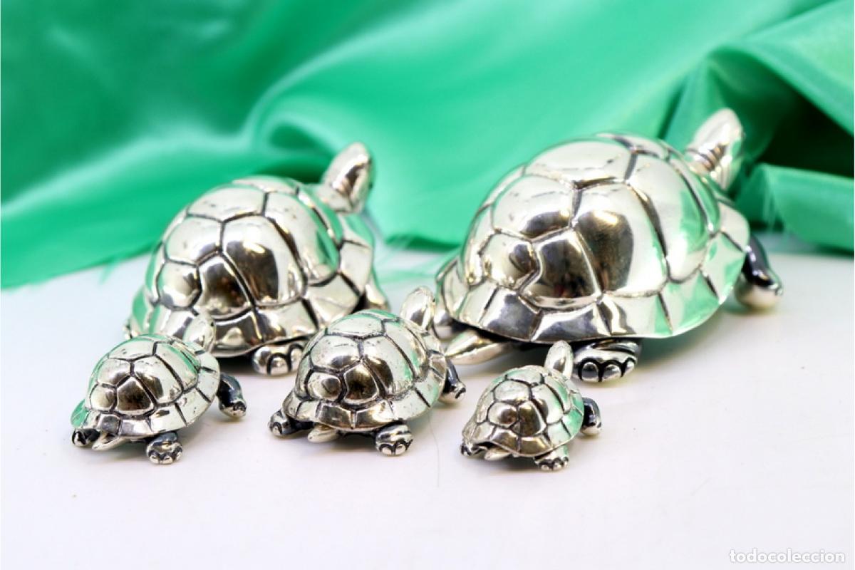 Antig&uuml;edades: Juego de 5 tortugas de platas - Foto 4