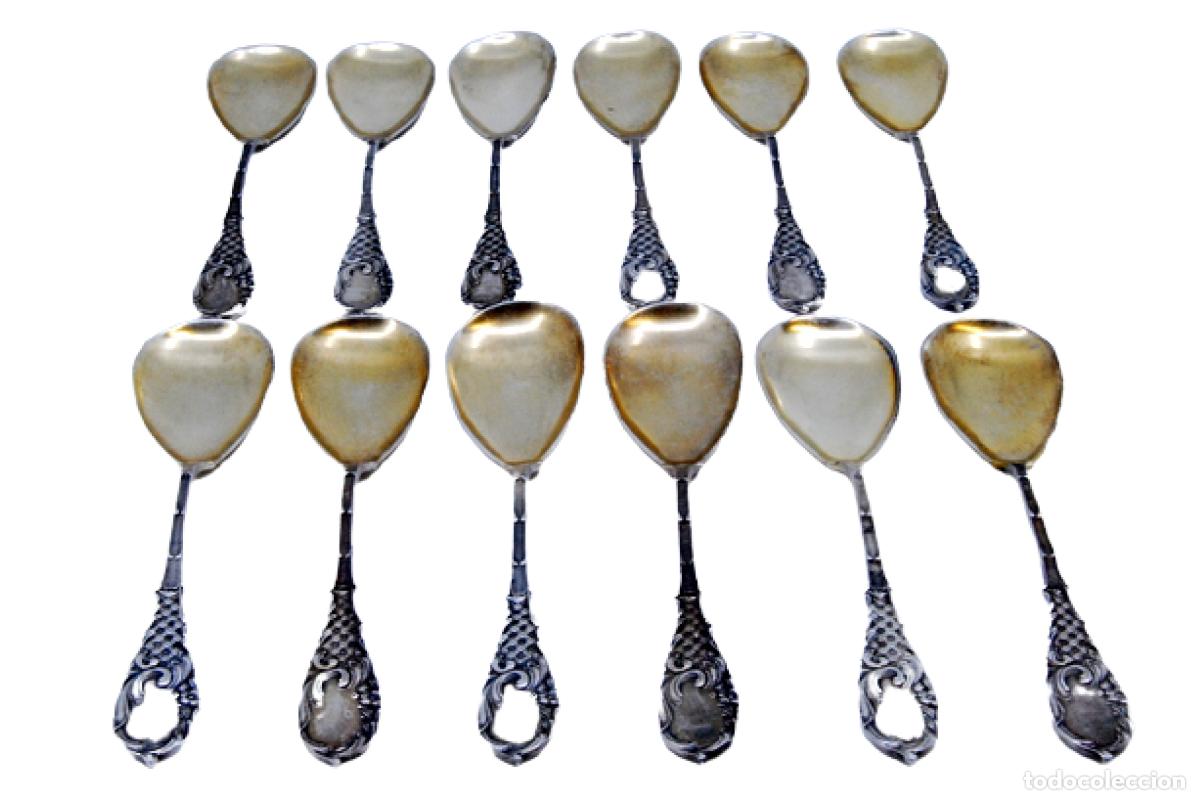 Antiques: Juego de 12 cucharillas de caf&eacute; de plata